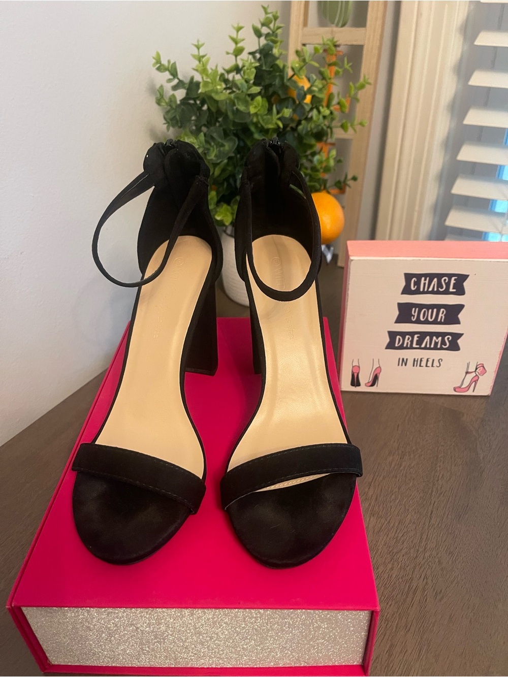 Classic Black Ankle-Strap Block Heel Sandals - Women's